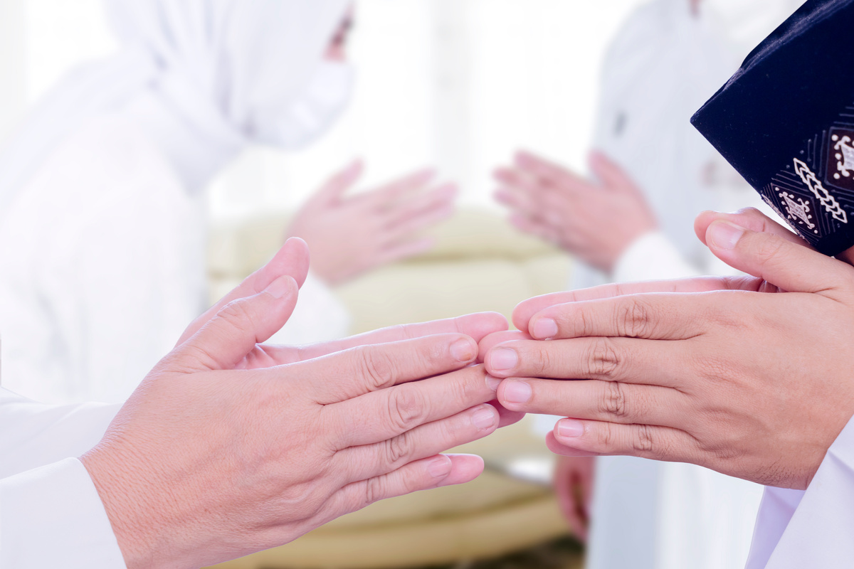 Muslim Parents Handshaking with Their Children
